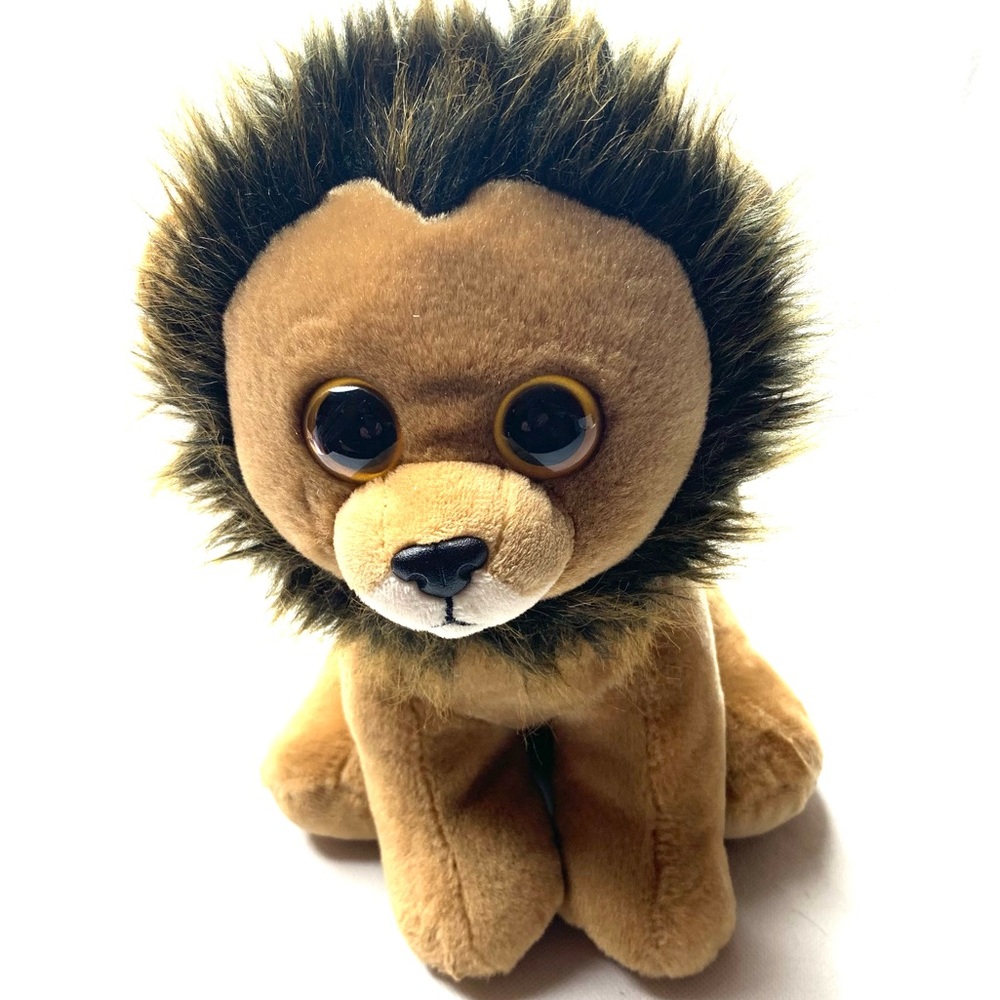 Ty Beanie Baby, Velvety Louie the Lion, Collectible Stuffed Animal plush.